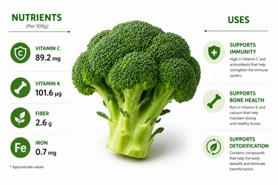 Broccoli Nutritional Infographic With Health Benefits