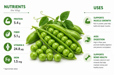 Nutritional Benefits Infographic Of Fresh Green Peas