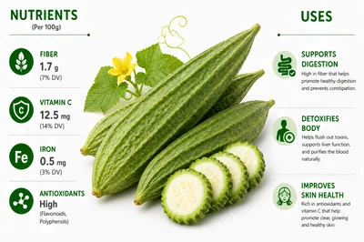 Nutritional Benefits and Uses of Ridge Gourd Infographic