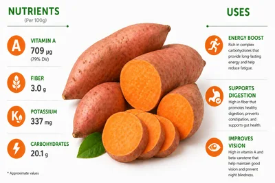 Sweet Potato Nutritional Infographic With Health Benefits