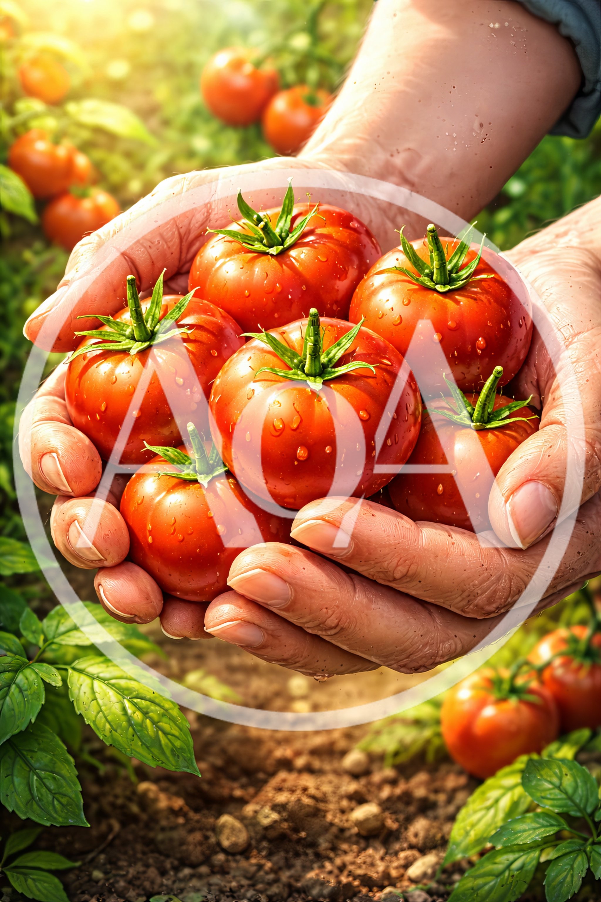 Farmer Holding Freshly Harvested Red Tomatoes