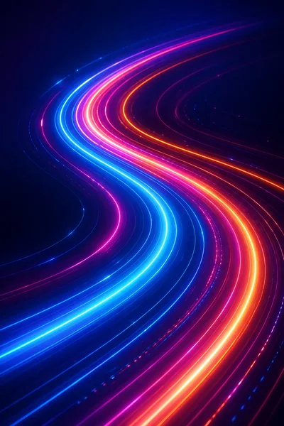 Abstract Neon Light Trails In Motion