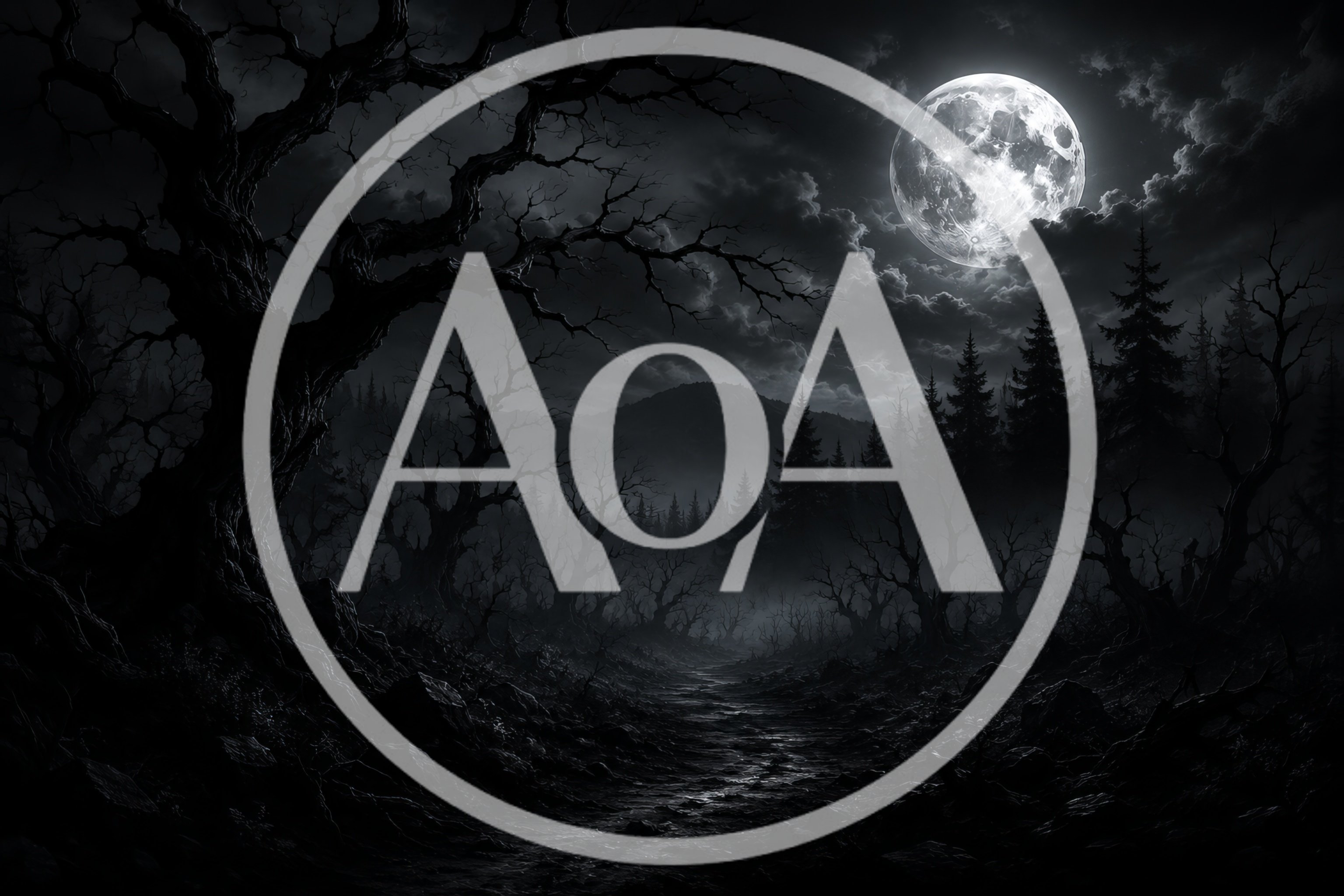 Eerie Dark Forest Under A Full Moon
