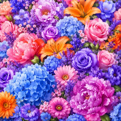 Vibrant Floral Arrangement With Peonies And Hydrangeas