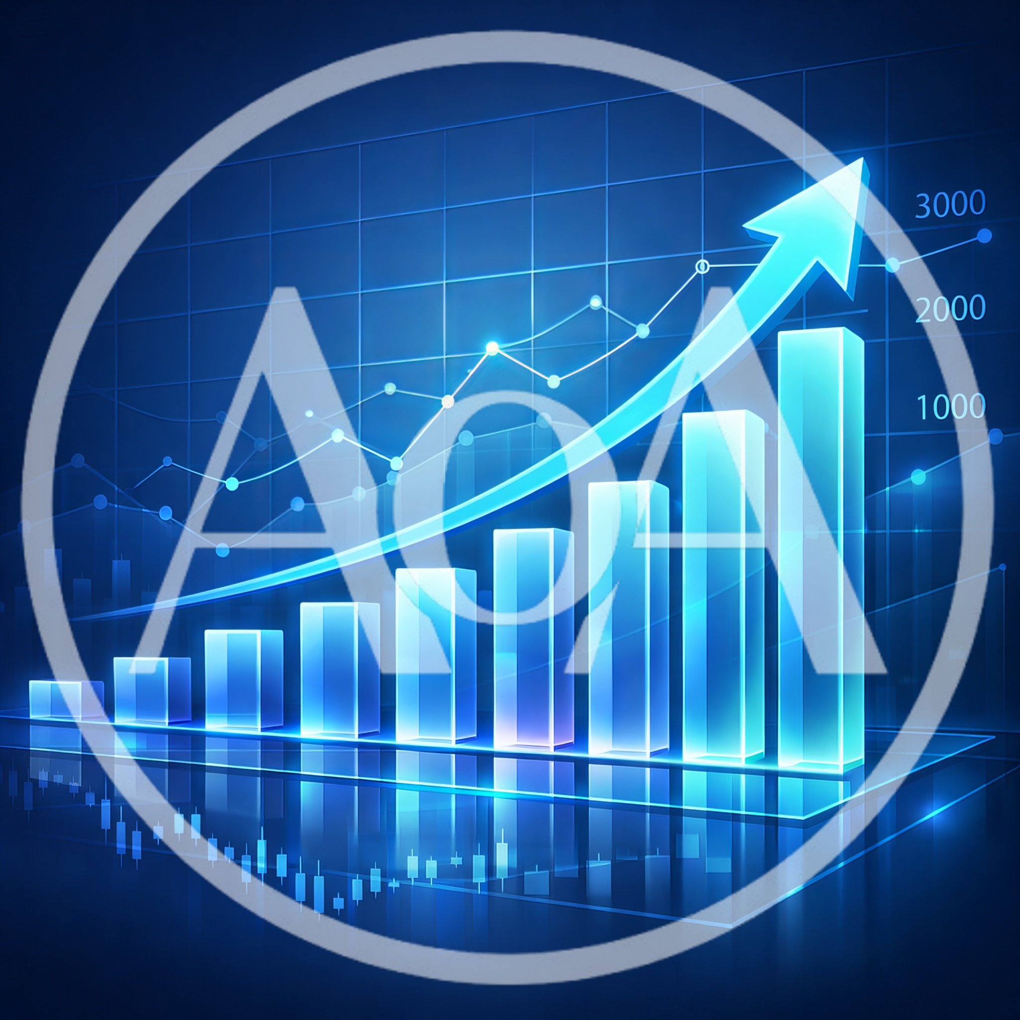 Glowing Blue Financial Growth Bar Chart