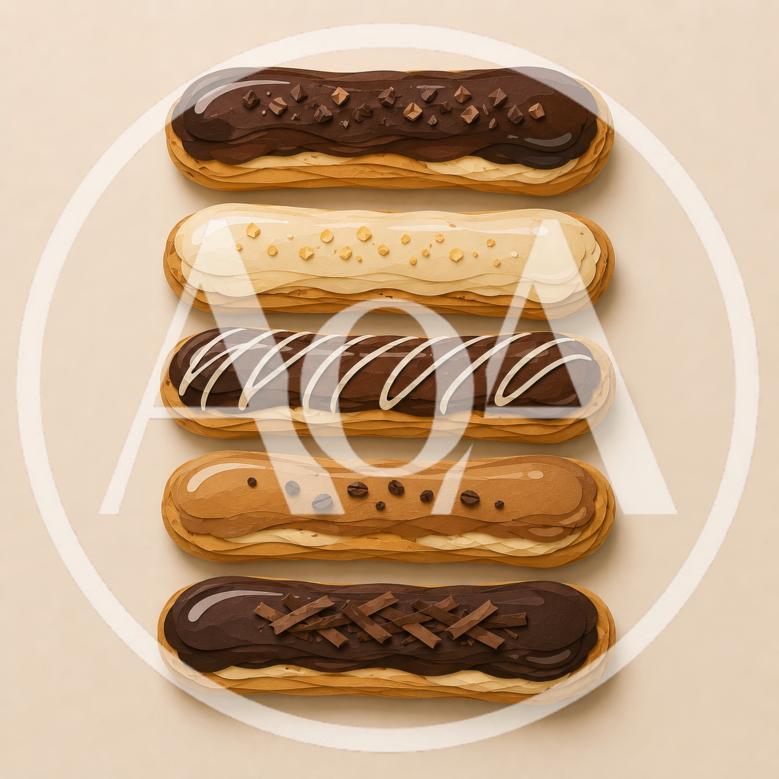 Five Gourmet Chocolate And Cream Filled Eclairs