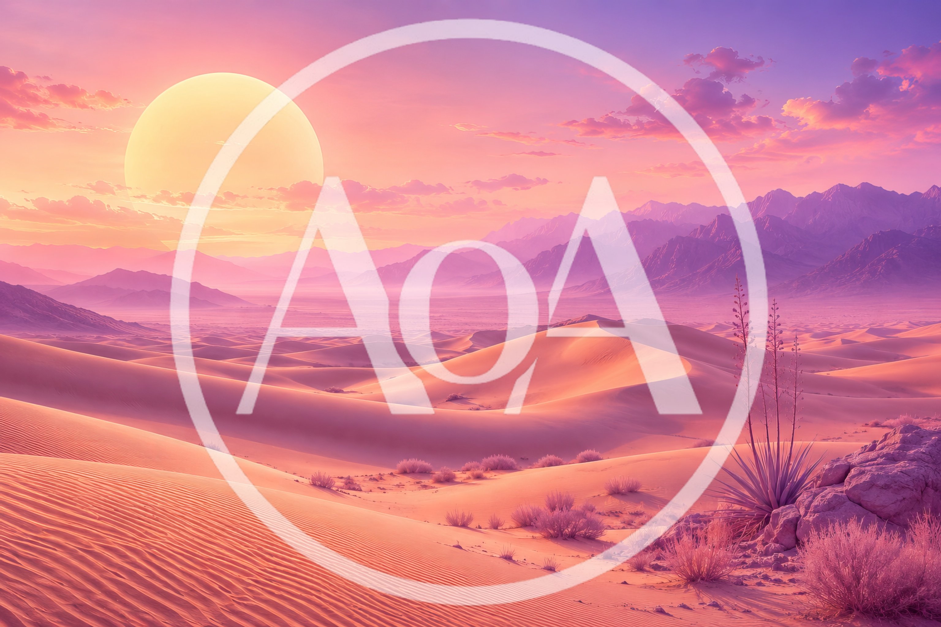 Vast Desert Landscape Under A Glowing Sunset