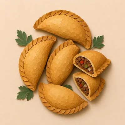 Top View Of Delicious Golden Baked Empanadas