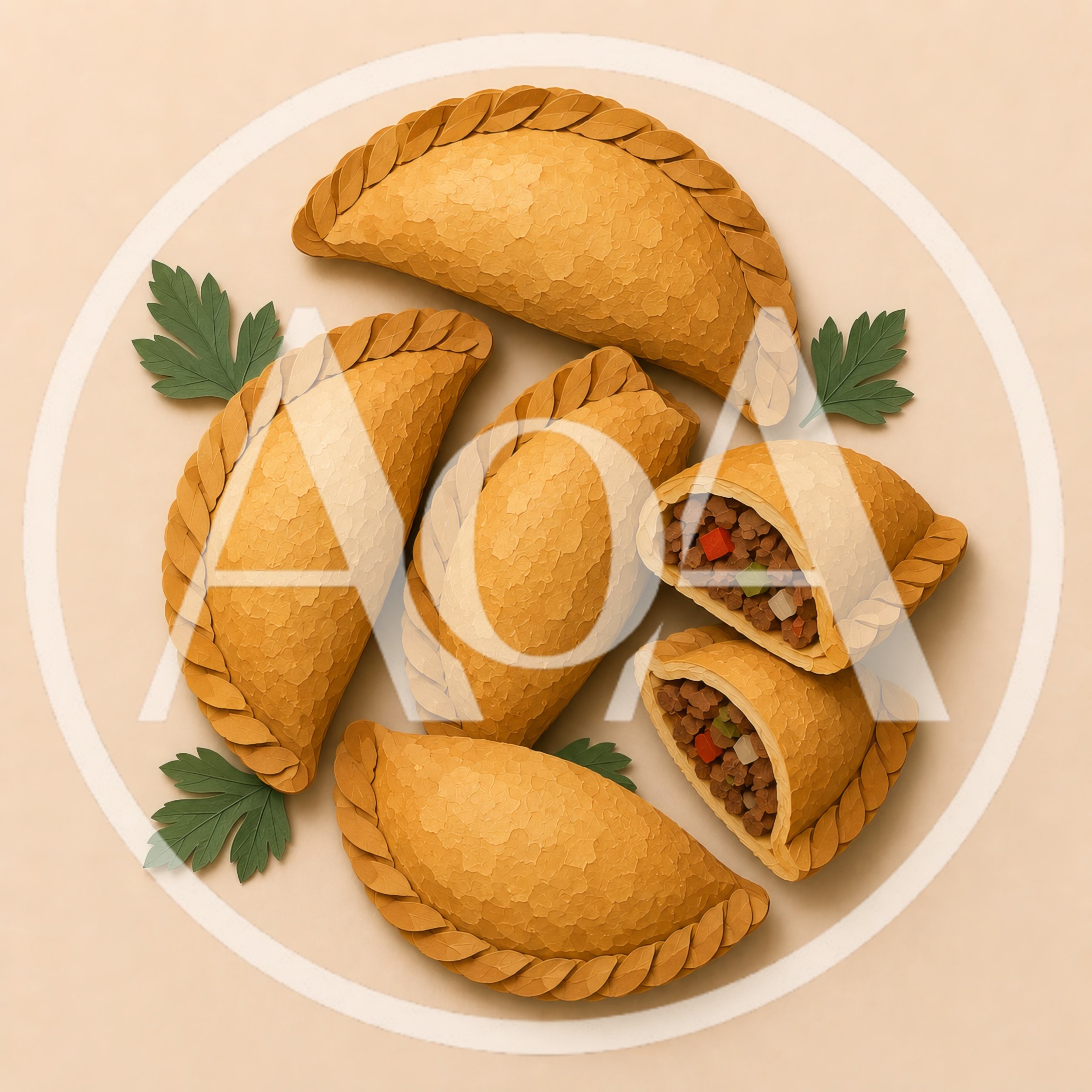 Top View Of Delicious Golden Baked Empanadas