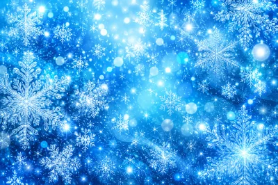 Abstract Winter Background With Glowing Snowflakes