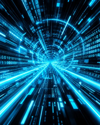 Digital Data Tunnel With Binary Code Streams