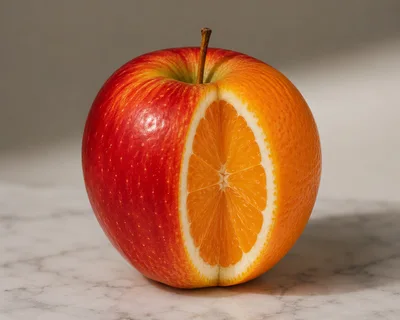 Hybrid Fruit With Apple Skin And Orange Interior