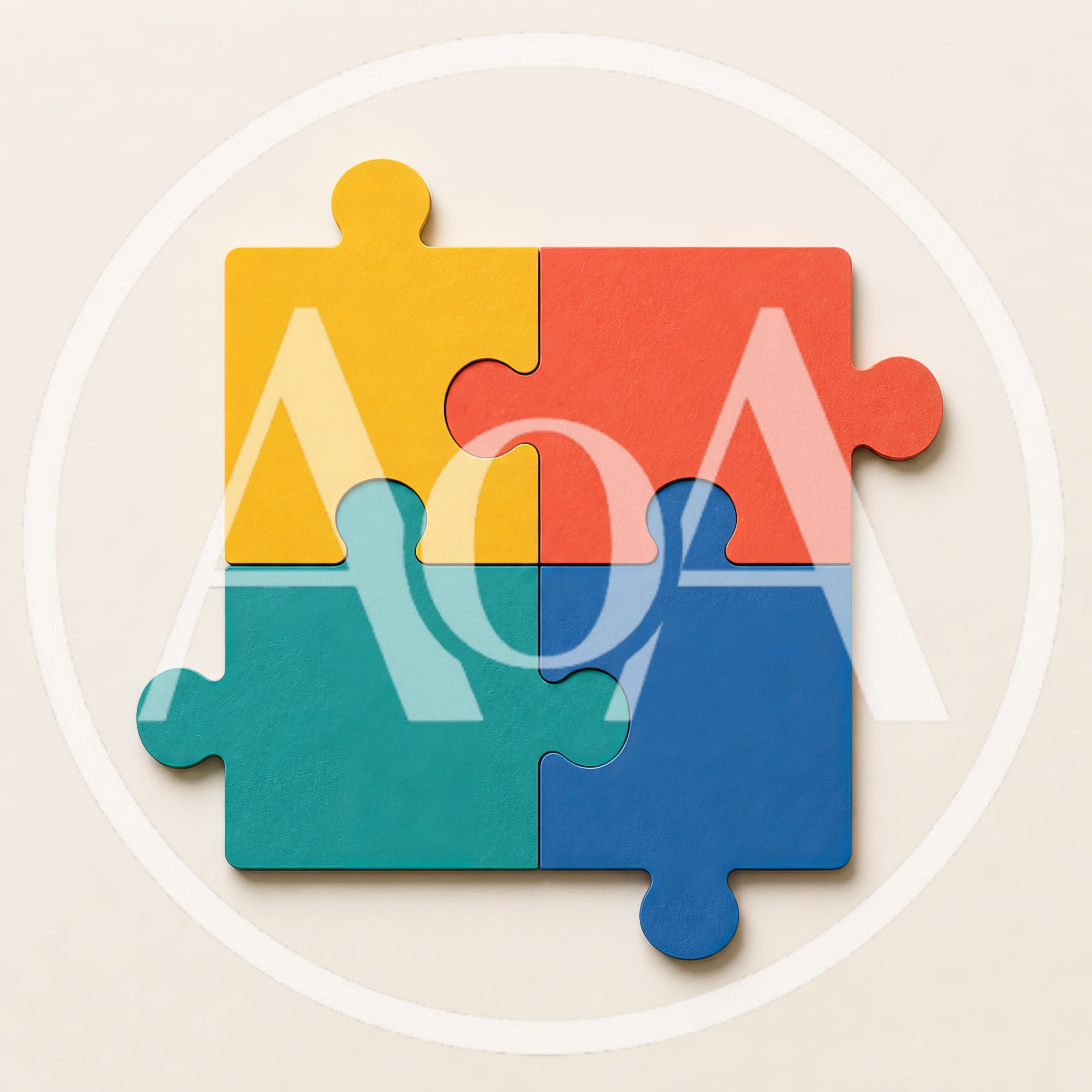 Four Colorful Interlocking Jigsaw Puzzle Pieces