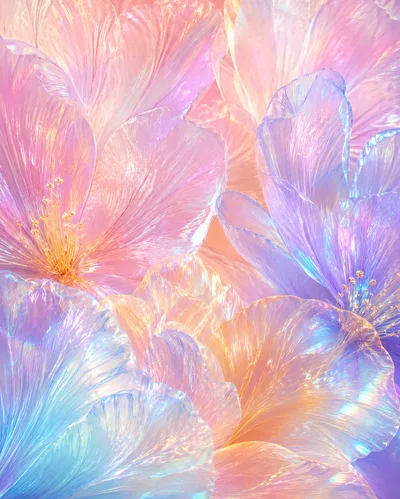 Abstract Iridescent Glass Flower Petals Background