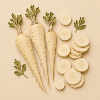 Paper Craft Parsnips And Sliced Vegetable Arrangement
