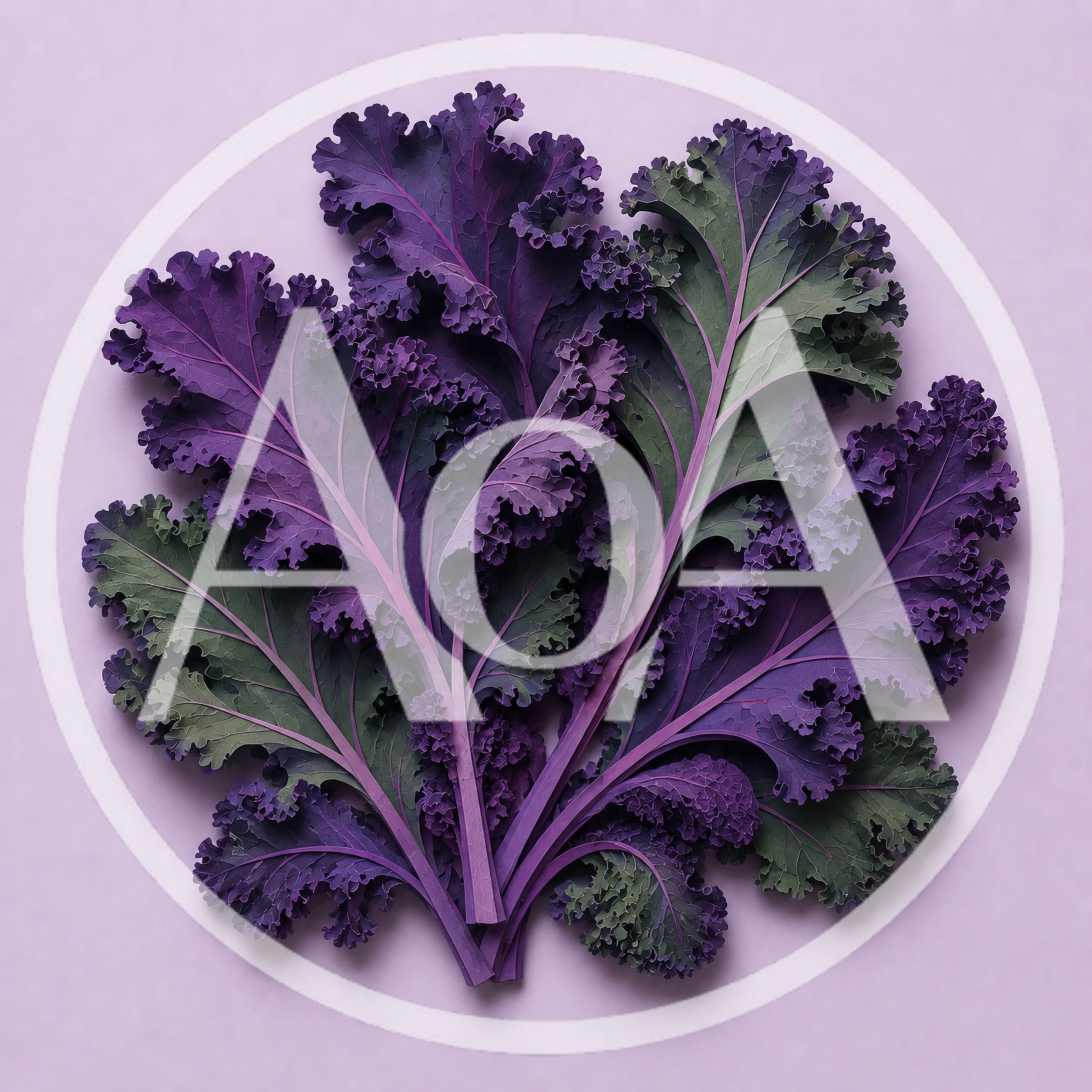 Fresh Purple Kale Leaves on Light Purple Background