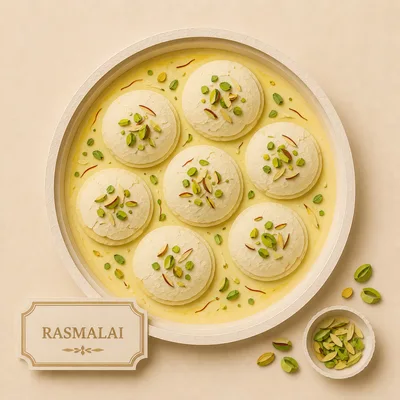 Top View Of Traditional Indian Rasmalai Dessert