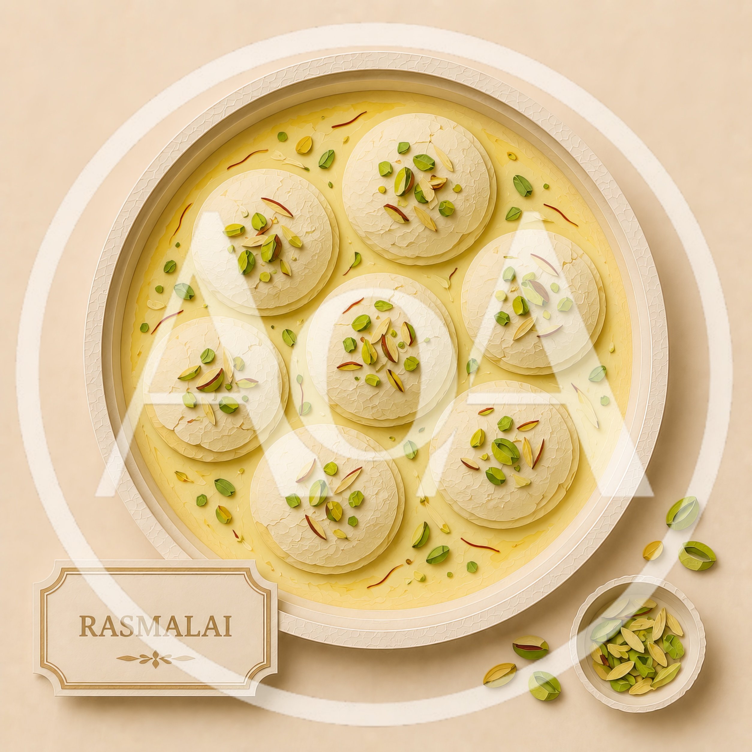 Top View Of Traditional Indian Rasmalai Dessert