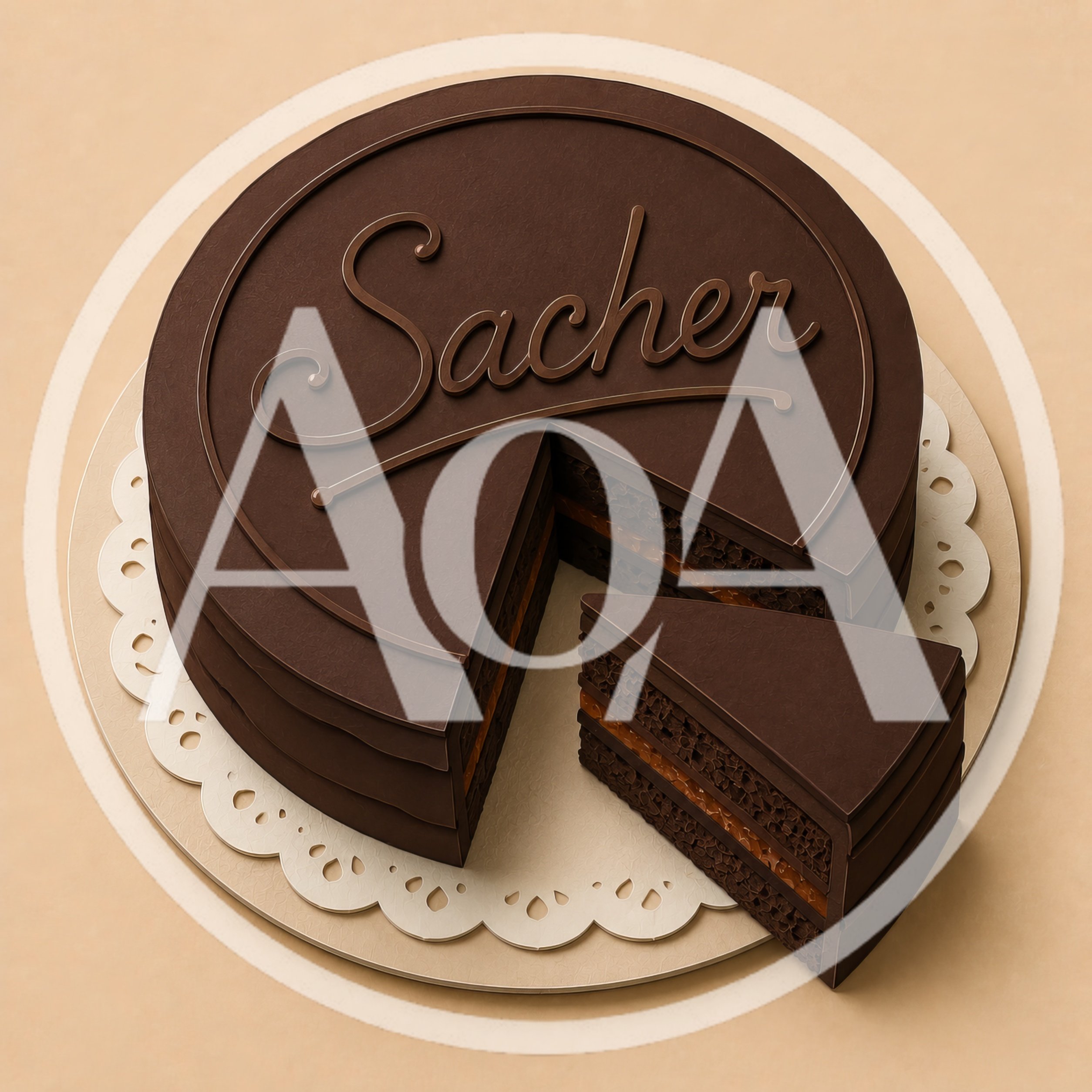 Sacher Chocolate Cake With A Slice Removed