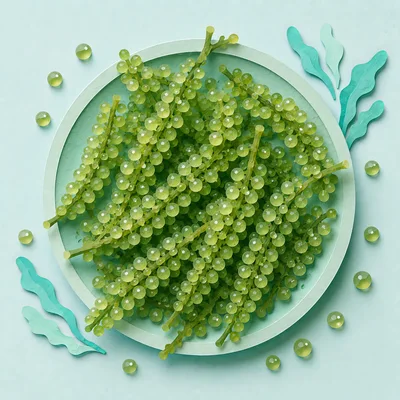 Fresh Sea Grapes On A Decorative Plate