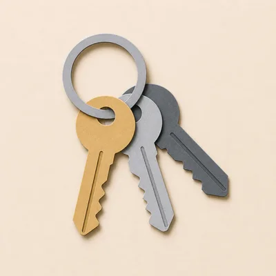 Three Metal Keys On A Ring
