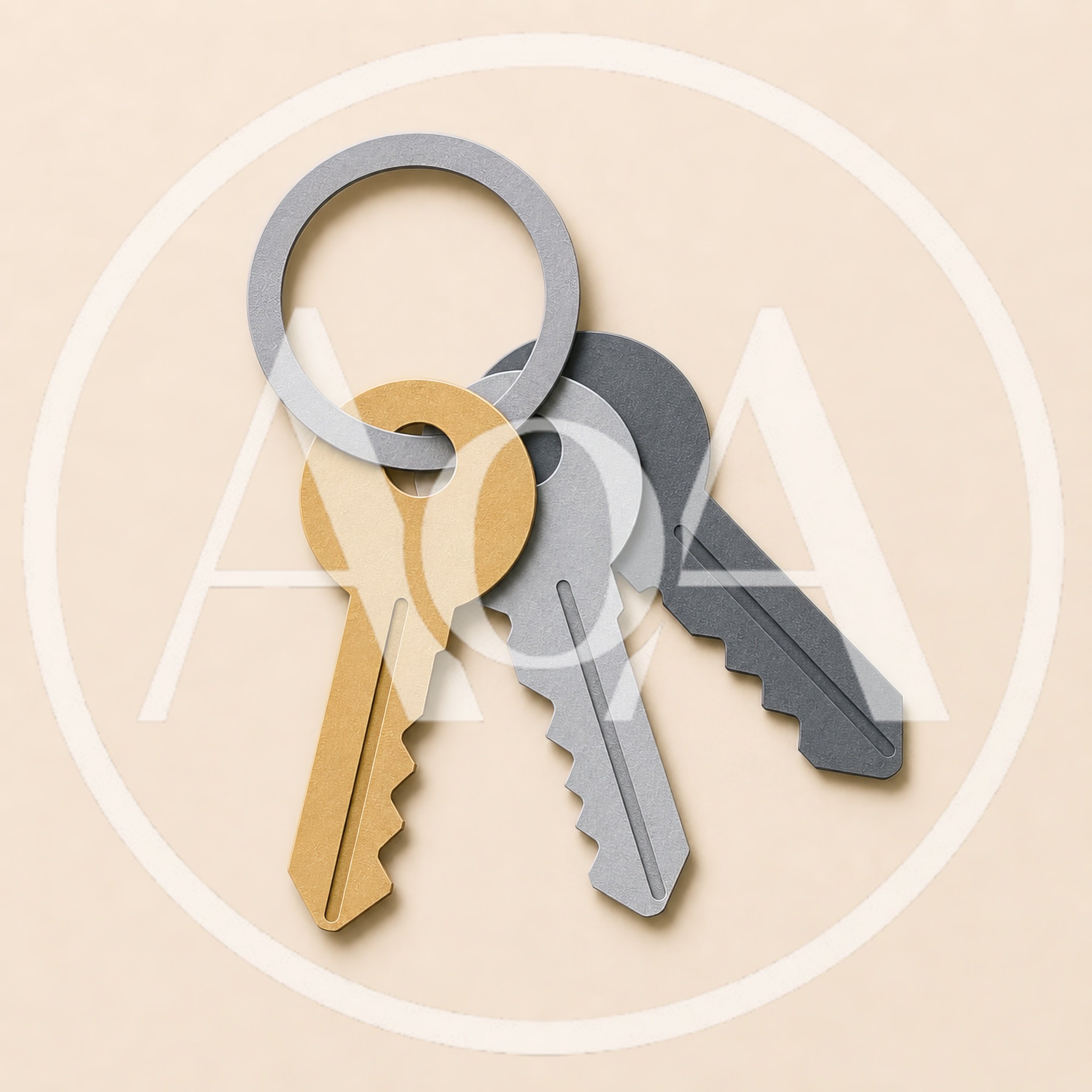 Three Metal Keys On A Ring