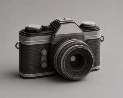 Minimalist Papercraft Style Vintage SLR Camera