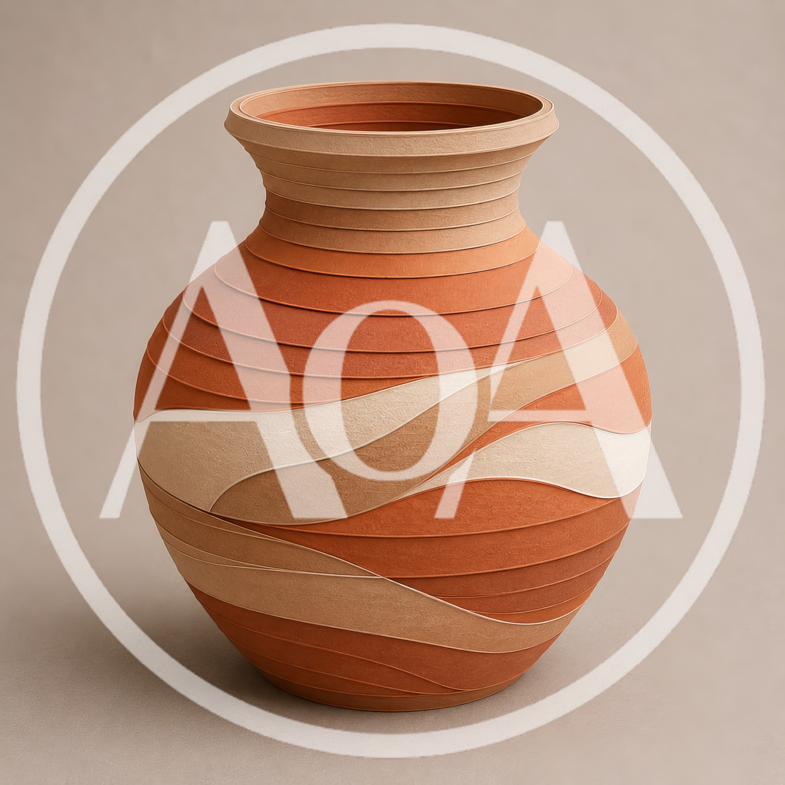 Modern Ceramic Vase With Layered Earth Tone Patterns