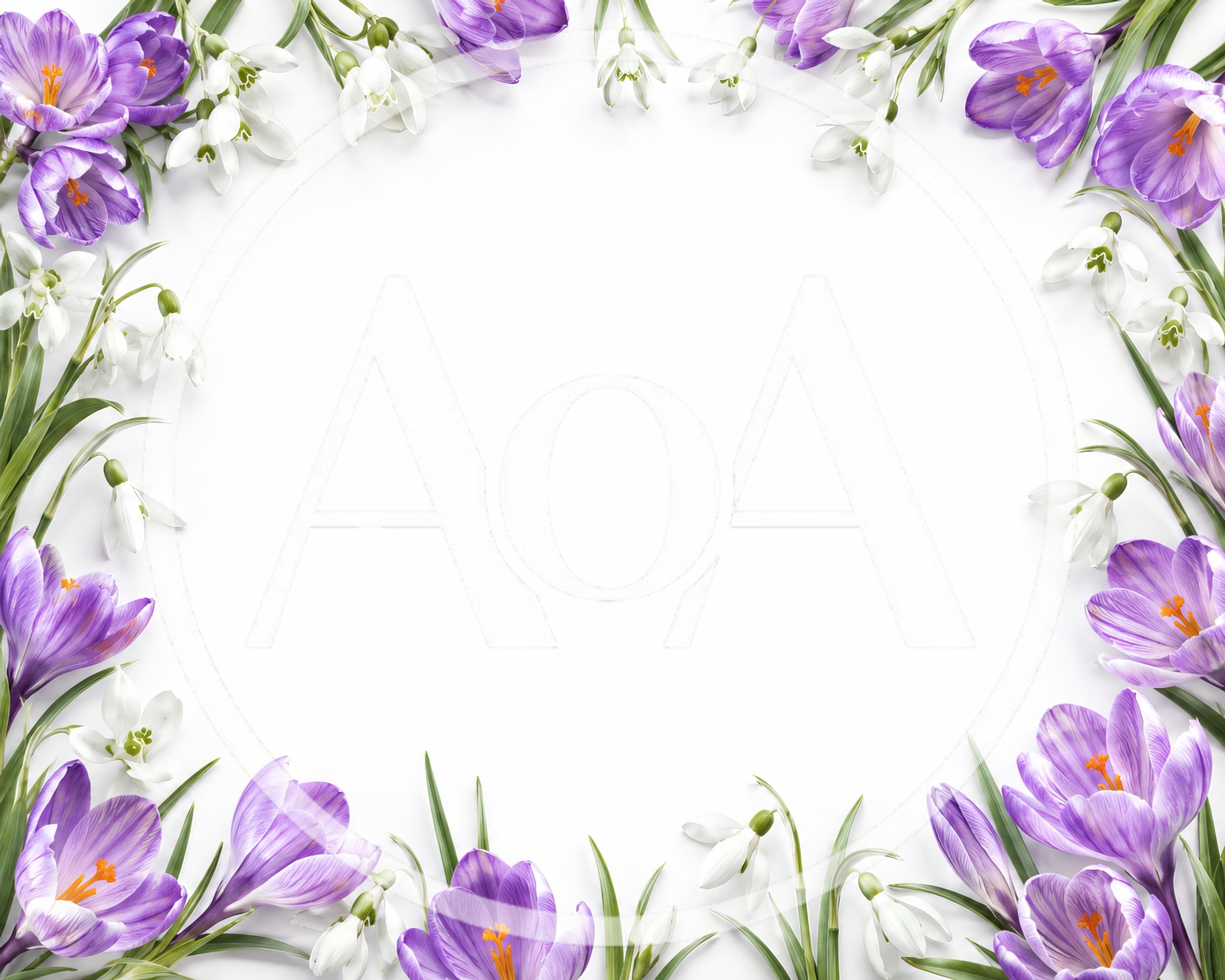 Spring Crocus and Snowdrop Flower Frame