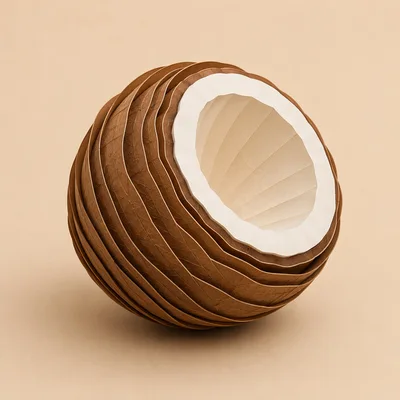 Layered Paper Craft Coconut Sculpture