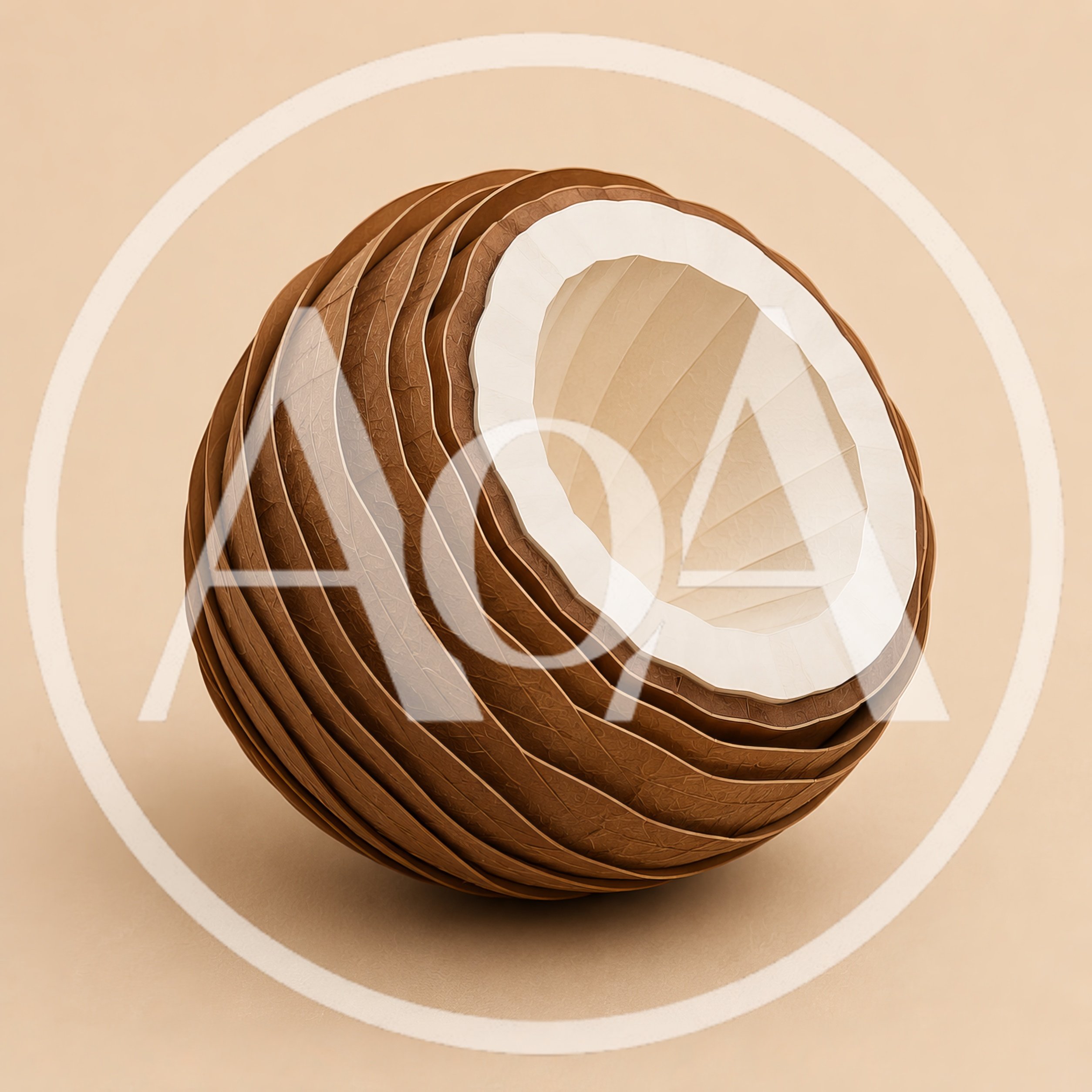 Layered Paper Craft Coconut Sculpture