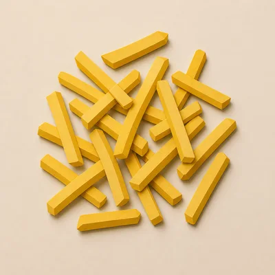 Pile Of Yellow French Fries On Beige Background