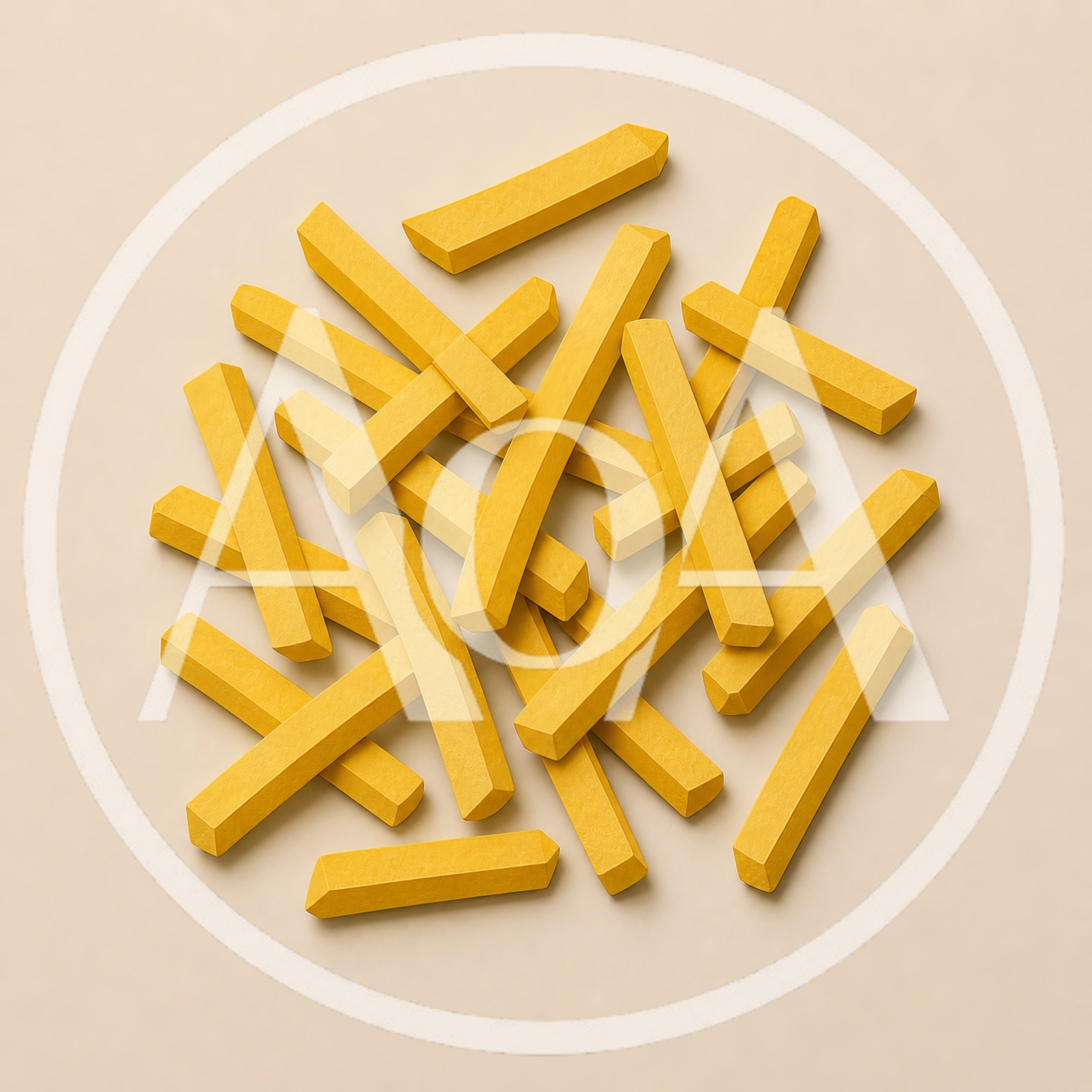 Pile Of Yellow French Fries On Beige Background