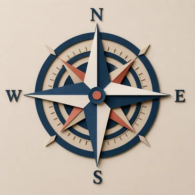 Decorative Compass Rose Wall Art On Beige Background