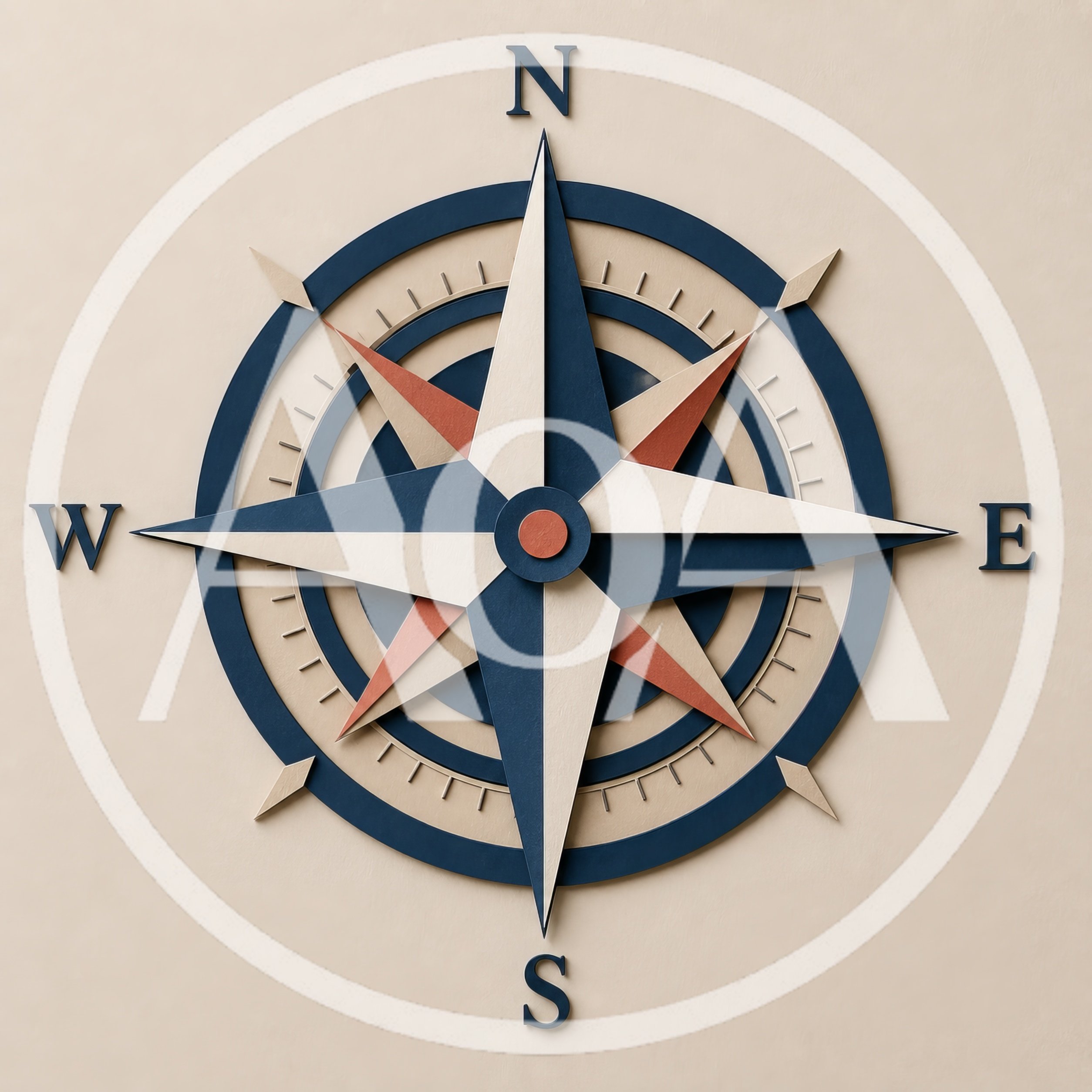 Decorative Compass Rose Wall Art On Beige Background