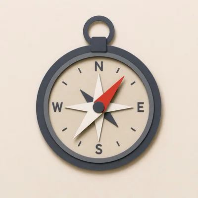 Minimalist 3D Compass Icon On Beige Background