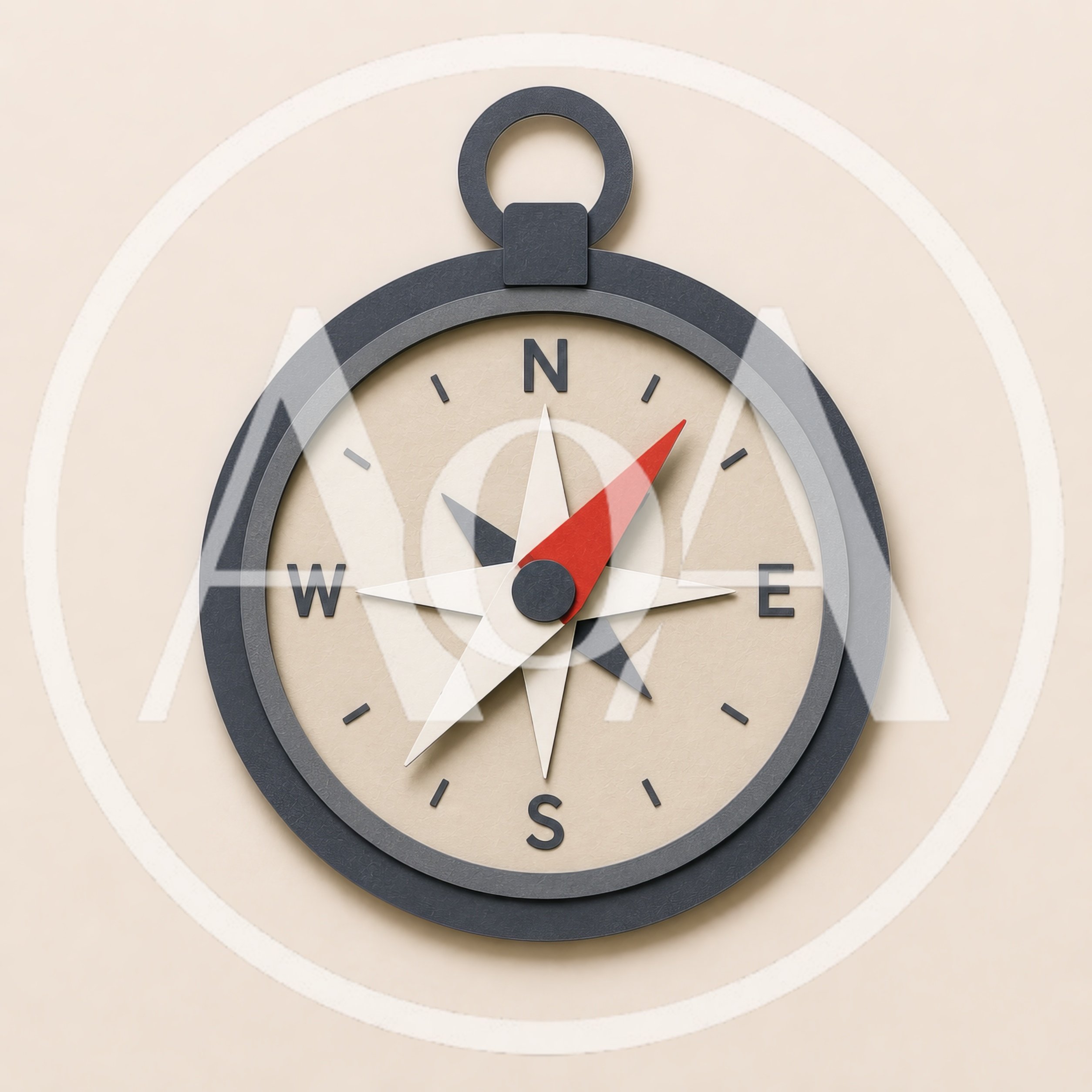 Minimalist 3D Compass Icon On Beige Background
