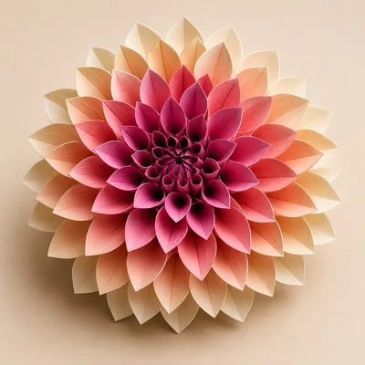 Paper Dahlia Flower With Gradient Pink And Peach Petals