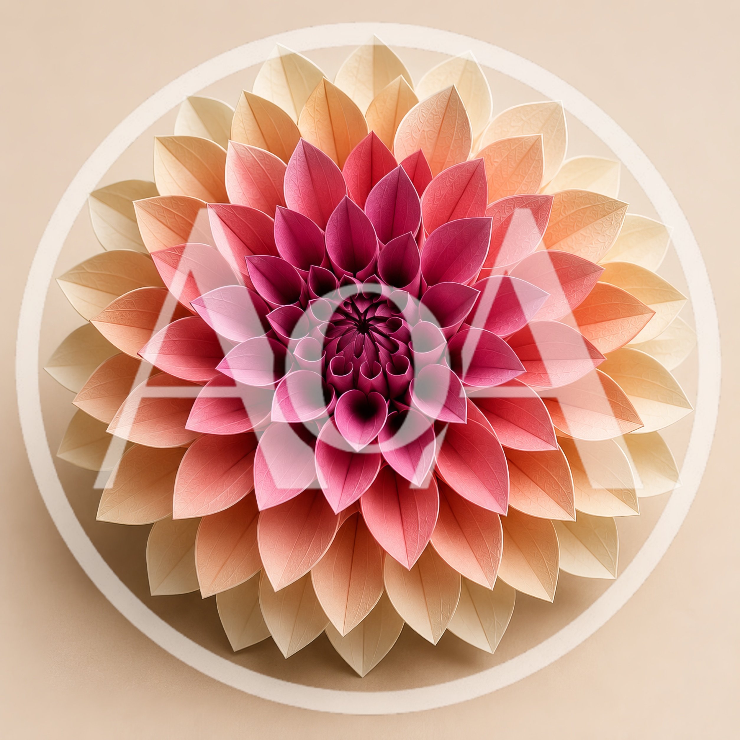 Paper Dahlia Flower With Gradient Pink And Peach Petals
