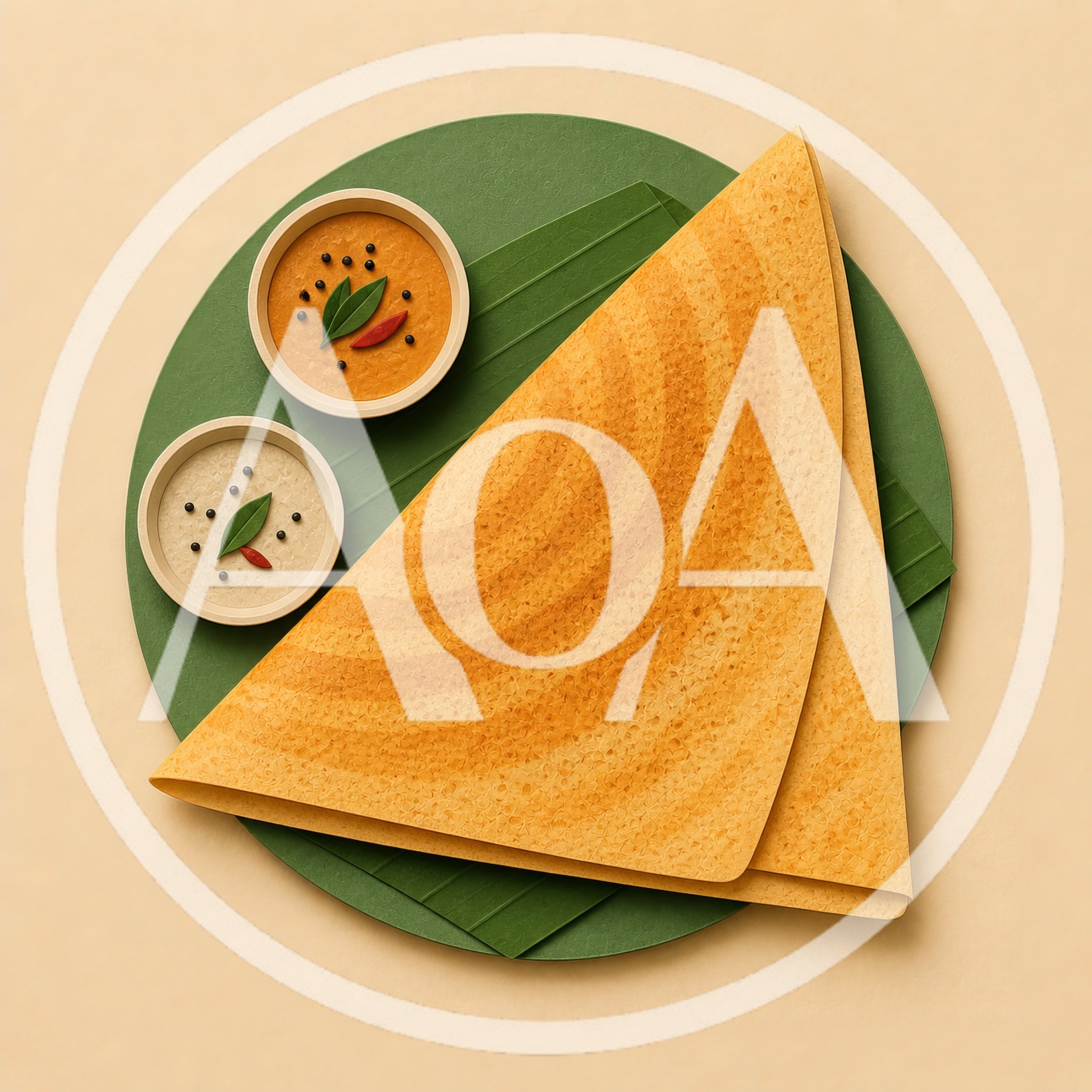 South Indian Dosa Served With Chutney On Banana Leaf