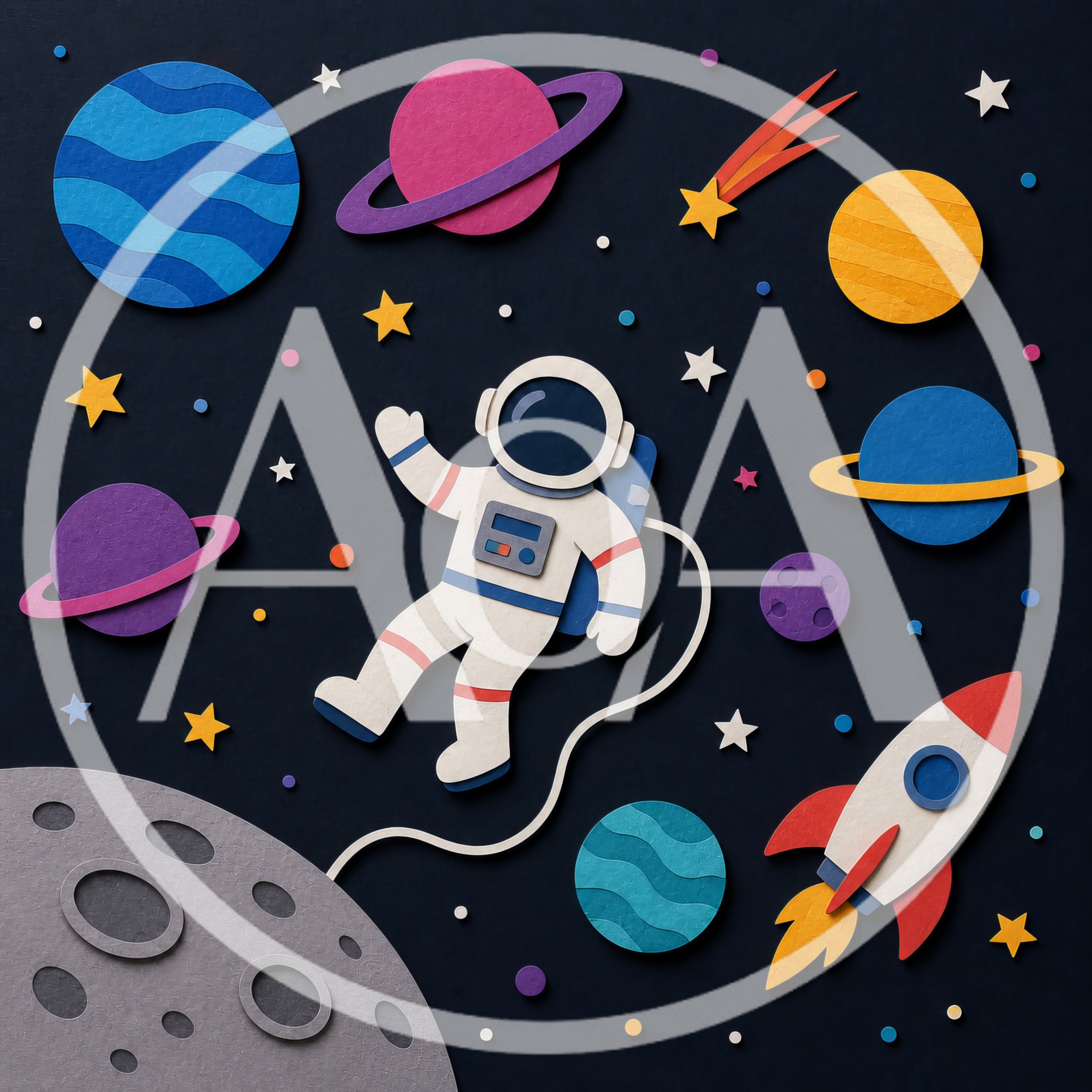 Paper Cutout Astronaut Floating In Outer Space