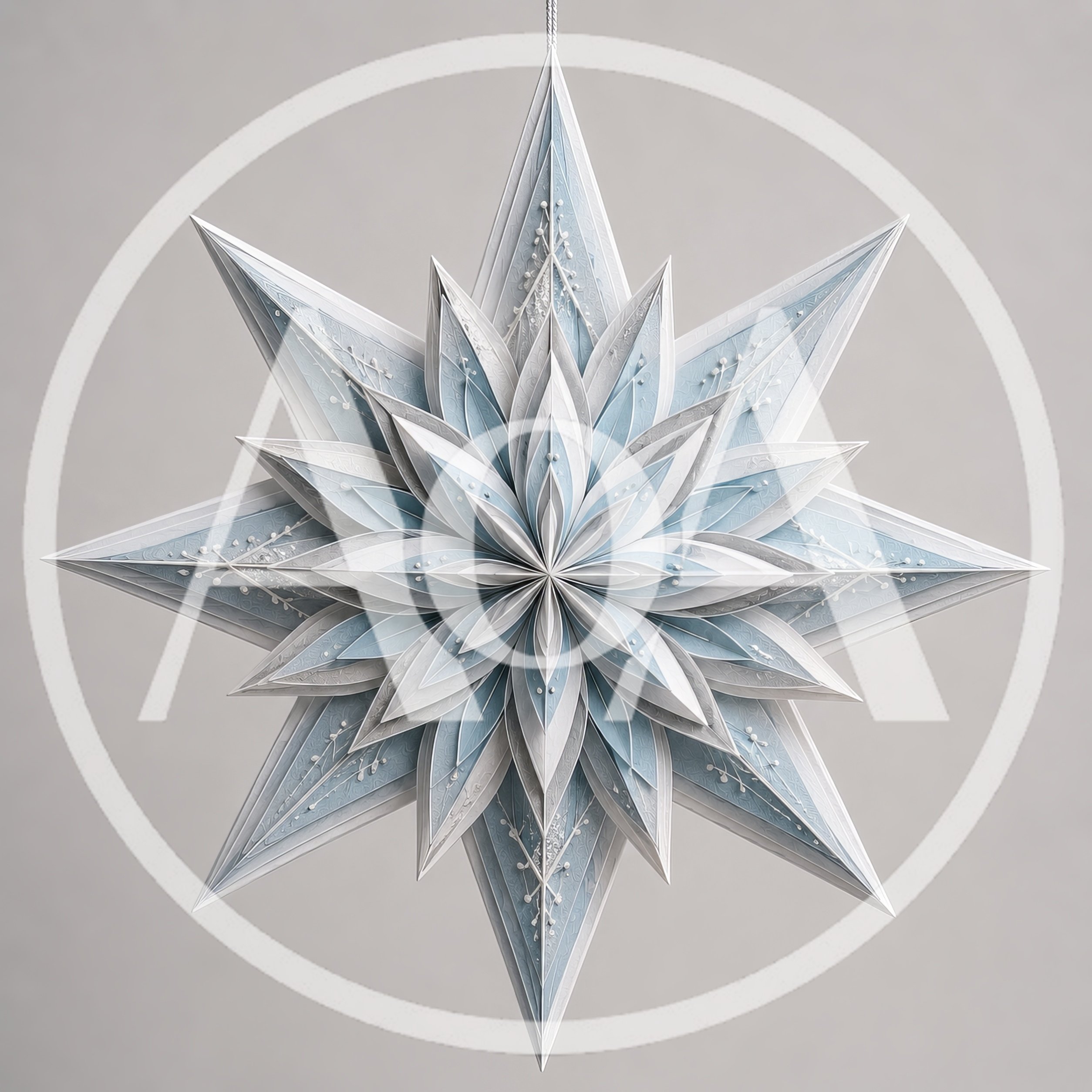 Intricate Paper Star Ornament With Blue And White Layers