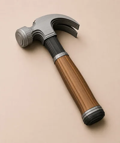 Studio Shot Of A Stylized Wooden Handled Hammer