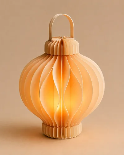 Minimalist Paper Lantern With Warm Internal Glow
