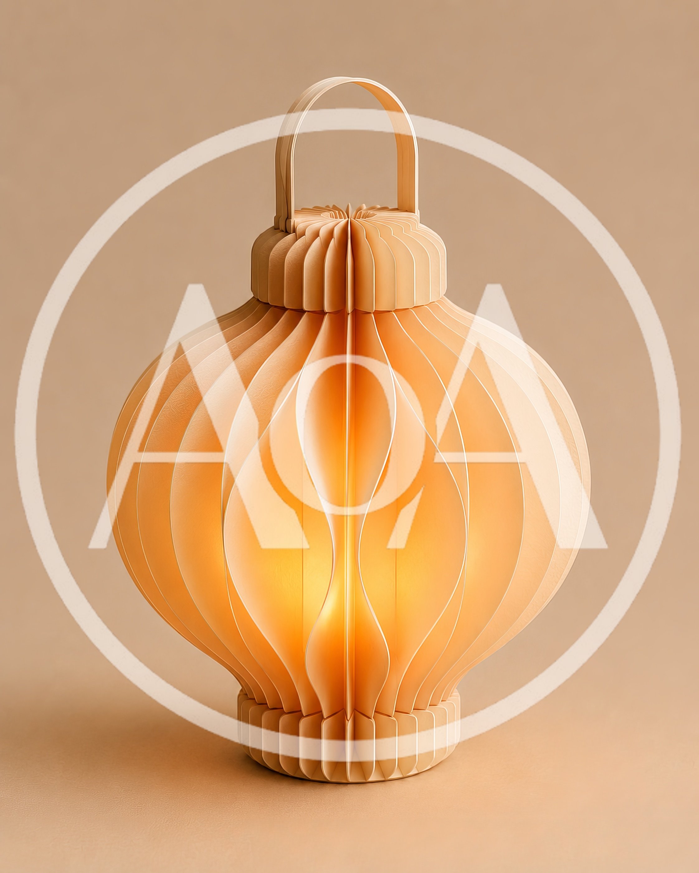 Minimalist Paper Lantern With Warm Internal Glow