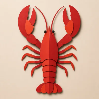 Paper Cutout Lobster Illustration On Beige Background