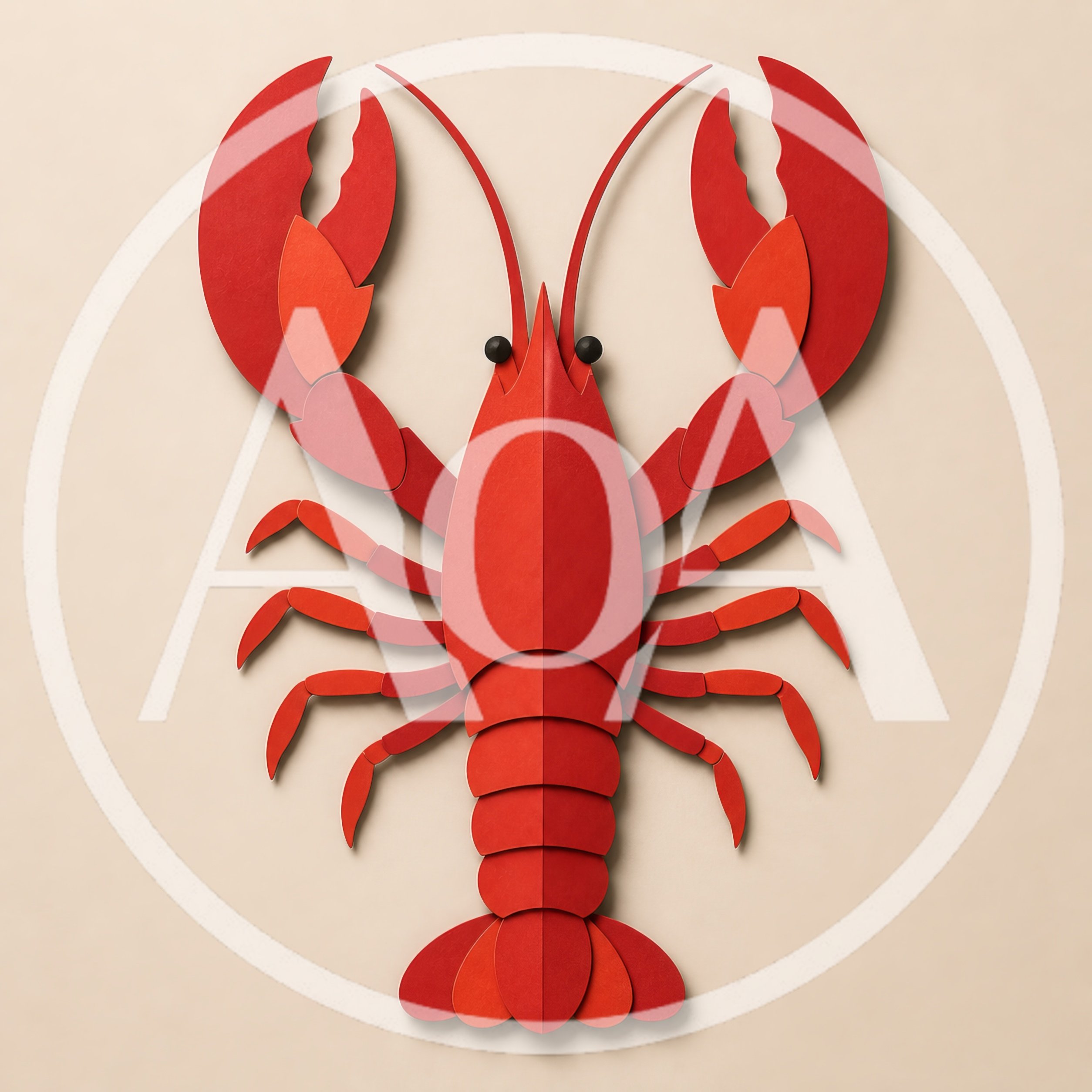 Paper Cutout Lobster Illustration On Beige Background