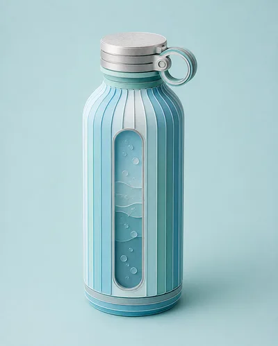 Modern Striped Water Bottle With Transparent Viewing Window