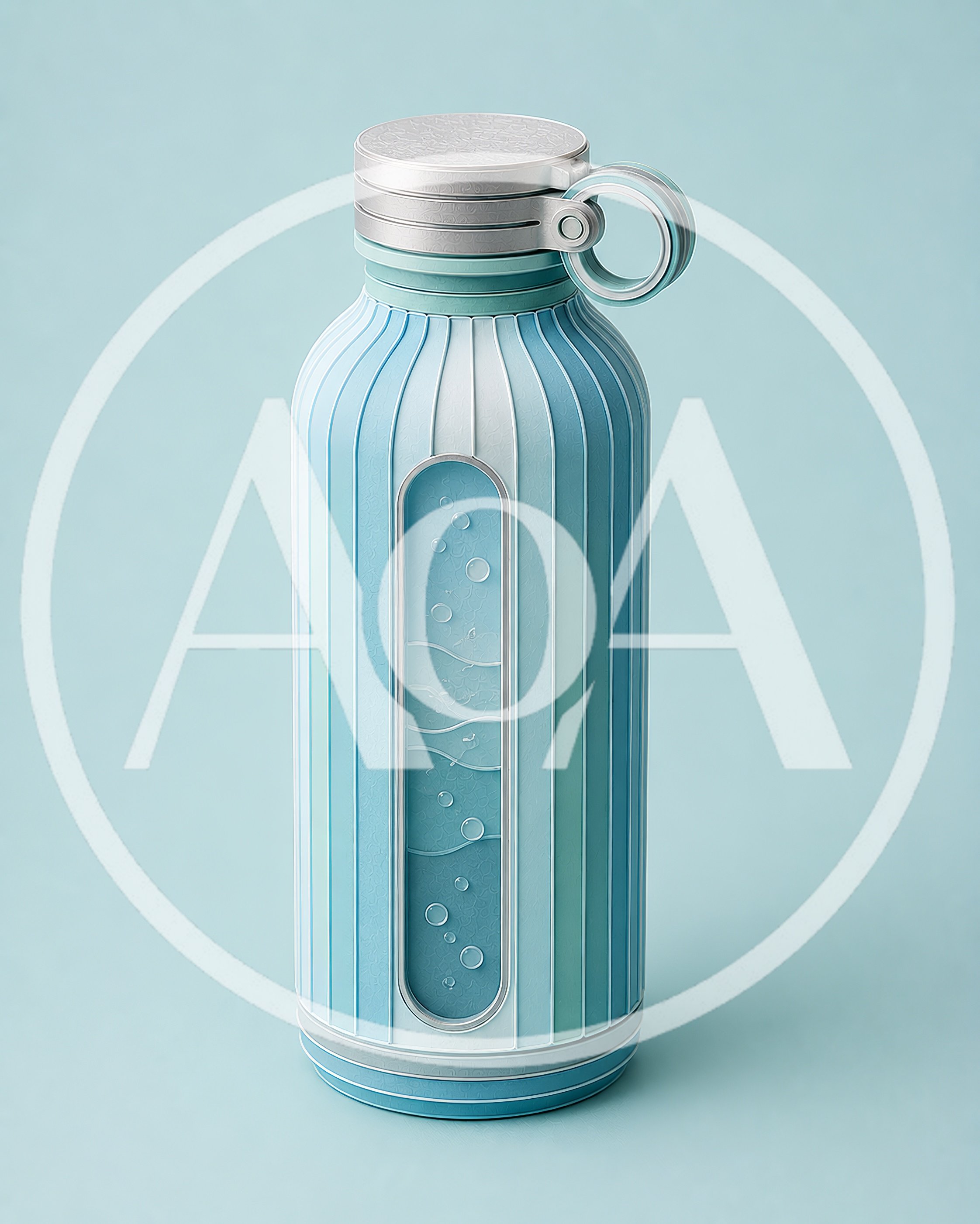 Modern Striped Water Bottle With Transparent Viewing Window