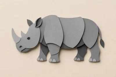 Paper Cutout Style Rhinoceros Illustration